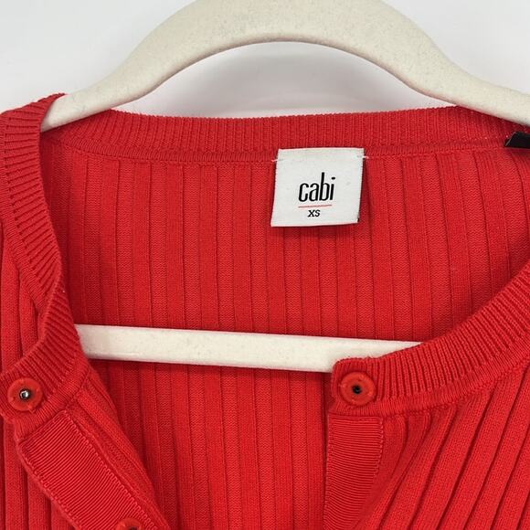 Cabi Flare Trumpet Sleeve Ribbed Cardigan Sweater Orange Red XS 5285 Top 90s Y2K - Picture 6 of 14